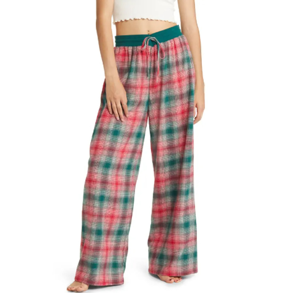 New BP. NORDSTROM Green Botanical Grady Plaid Flannel Pajama Pants Large